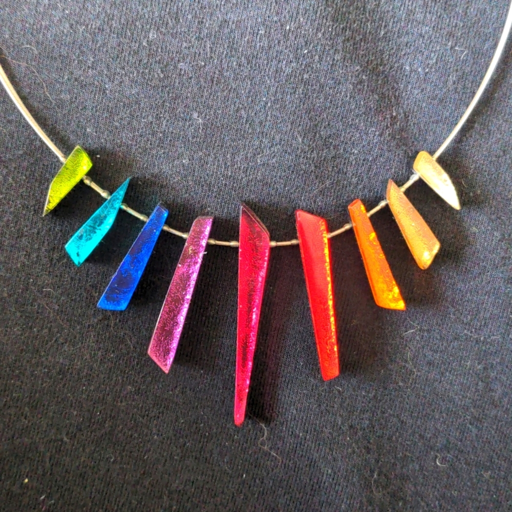 Stunning handmade rainbow floater necklace